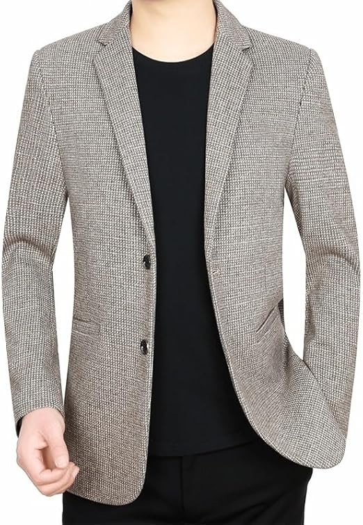 Korean Style Knit Sport Coat Light Coffee Mens Casual Blazers Fashionable Elegant Mens Blazers